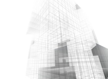 soyut mimari duvar kâğıdı tasarımı, dijital konsept arkaplan, tasarım binası şeklinin kaba görünüşü