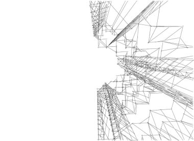 soyut mimari duvar kâğıdı tasarımı, dijital konsept arkaplan, tasarım binası şeklinin kaba görünüşü
