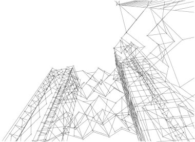soyut mimari duvar kâğıdı tasarımı, dijital konsept arkaplan, tasarım binası şeklinin kaba görünüşü