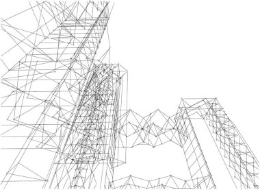 soyut mimari duvar kâğıdı tasarımı, dijital konsept arkaplan, tasarım binası şeklinin kaba görünüşü