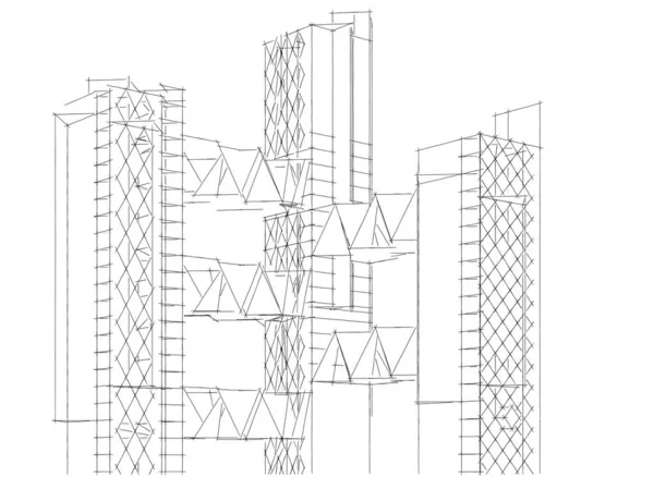 Abstract Architectonisch Behang Ontwerp Digitale Concept Achtergrond Cad Gevel Van — Stockfoto