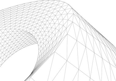 soyut mimari duvar kâğıdı tasarımı, dijital konsept arkaplan, tasarım binası şeklinin kaba görünüşü