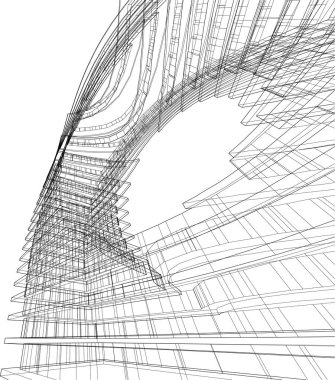 soyut mimari duvar kâğıdı tasarımı, dijital konsept arkaplan, tasarım binası şeklinin kaba görünüşü