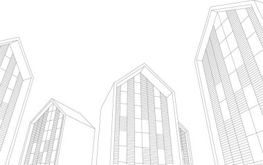 soyut mimari duvar kâğıdı tasarımı, dijital konsept arkaplan, tasarım binası şeklinin kaba görünüşü