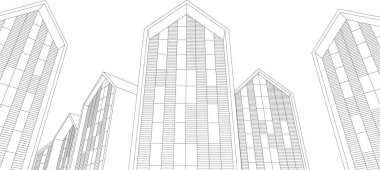 soyut mimari duvar kâğıdı tasarımı, dijital konsept arkaplan, tasarım binası şeklinin kaba görünüşü