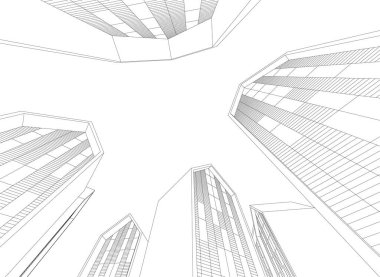 soyut mimari duvar kâğıdı tasarımı, dijital konsept arkaplan, tasarım binası şeklinin kaba görünüşü