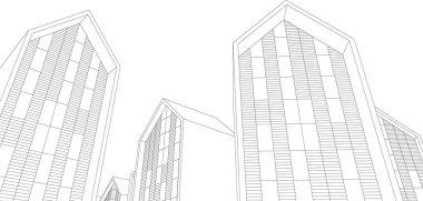 soyut mimari duvar kâğıdı tasarımı, dijital konsept arkaplan, tasarım binası şeklinin kaba görünüşü