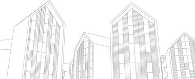 soyut mimari duvar kâğıdı tasarımı, dijital konsept arkaplan, tasarım binası şeklinin kaba görünüşü