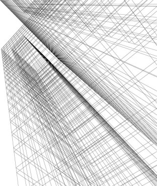 soyut mimari duvar kâğıdı tasarımı, dijital konsept arkaplan, tasarım binası şeklinin kaba görünüşü