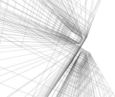 soyut mimari duvar kâğıdı tasarımı, dijital konsept arkaplan, tasarım binası şeklinin kaba görünüşü
