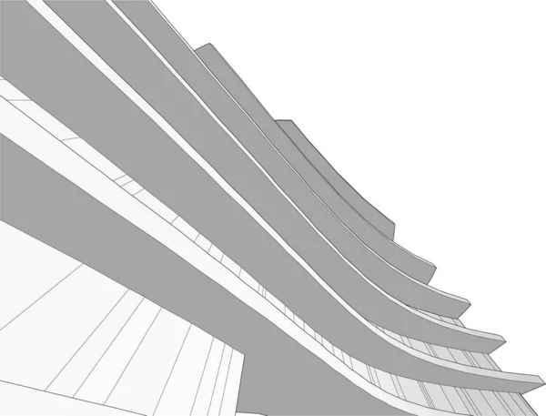 Abstraktní Architektonický Design Tapet Digitální Koncept Pozadí Cad Fasáda Designu — Stockový vektor