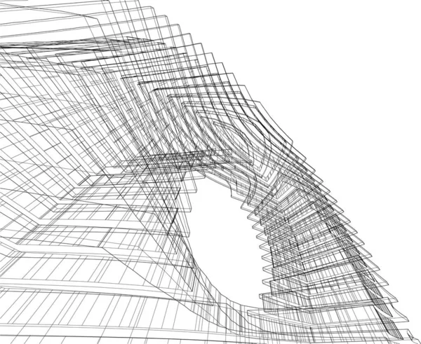 Abstrakcyjny Projekt Tapety Architektonicznej Cyfrowe Tło Koncepcyjne Elewacja Chłopięca Kształtu — Wektor stockowy