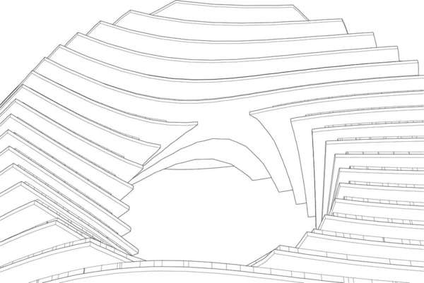 Diseño Abstracto Papel Pintado Arquitectónico Fondo Concepto Digital Fachada Cad — Vector de stock