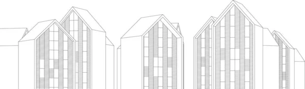 抽象的な建築壁紙デザインデジタルコンセプト背景デザインビル形状のCadファサード — ストックベクタ