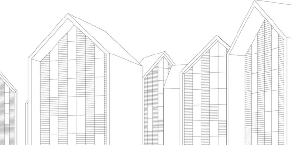 Abstrakt Arkitektonisk Tapet Design Digitalt Koncept Bakgrund Cad Fasad Designbyggnaden — Stock vektor