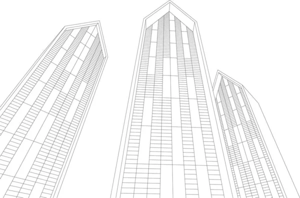Abstrakt Arkitektonisk Tapet Design Digitalt Koncept Bakgrund Cad Fasad Designbyggnaden — Stock vektor