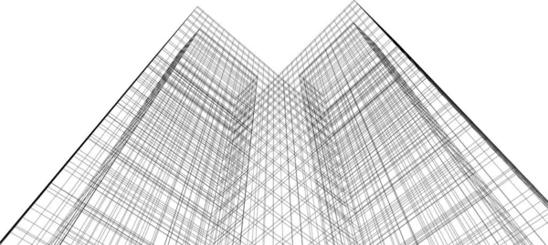 建筑墙纸设计摘要 数字概念背景 建筑形状的柱状立面 — 图库矢量图片