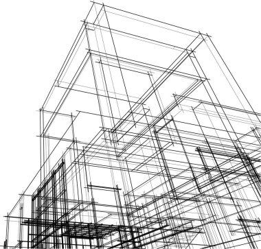 Mimari sanat konseptinde soyut çizgiler, minimum geometrik şekiller.