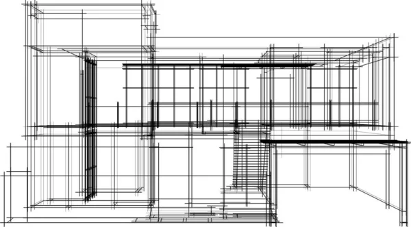 Líneas Abstractas Dibujo Concepto Arte Arquitectónico Formas Geométricas Mínimas — Vector de stock