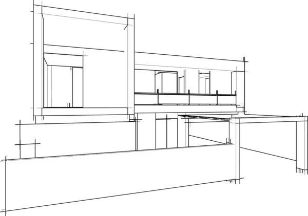 Náčrt Návrhu Moderní Architektury Pohled Shora — Stockový vektor