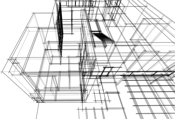 Abstraktní Kreslicí Čáry Architektonickém Pojetí Minimální Geometrické Tvary — Stockový vektor