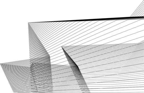 Abstrakta Teckningslinjer Arkitektonisk Konst Koncept Minimala Geometriska Former — Stock vektor