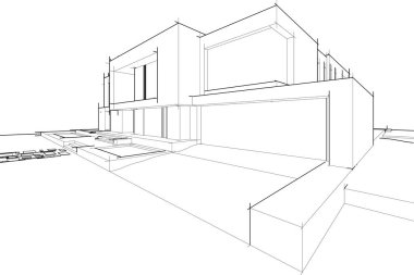 Ev kavramı kroki 3d çizim