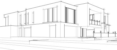 Ev kavramı kroki 3d çizim