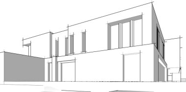 Ev kavramı kroki 3d çizim