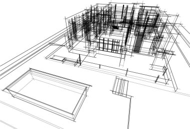 Ev kavramı kroki 3d çizim