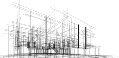 Ev kavramı kroki 3d çizim