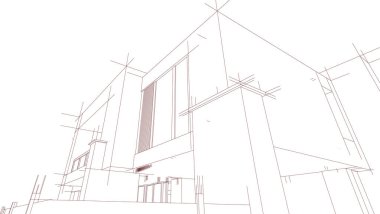 Ev kavramı kroki 3d çizim