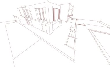 Ev kavramı kroki 3d çizim