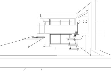 Ev kavramı kroki 3d çizim