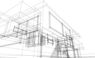 Ev kavramı kroki 3d çizim