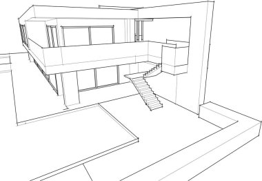 Ev kavramı kroki 3d çizim