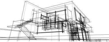 Ev kavramı kroki 3d çizim