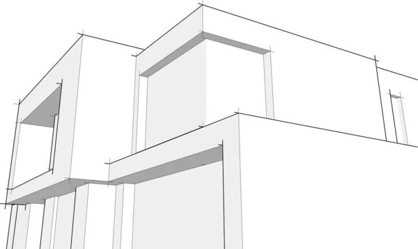 房子概念剪影3D — 图库矢量图片