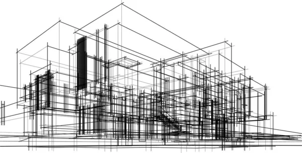 Conception Maison Croquis Illustration — Image vectorielle