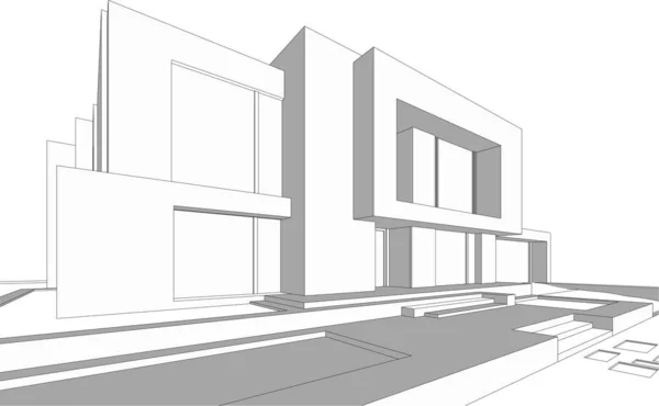 房子概念剪影3D — 图库矢量图片