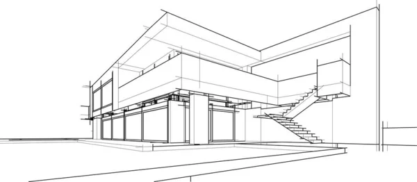 Ескіз Концепції Будинку Ілюстрація — стоковий вектор