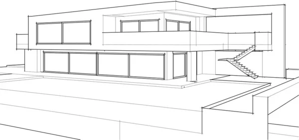 Bosquejo Concepto Casa Ilustración — Archivo Imágenes Vectoriales