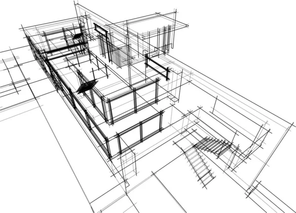 房子概念剪影3D — 图库矢量图片