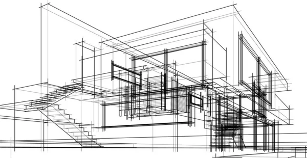 Conception Maison Croquis Illustration — Image vectorielle