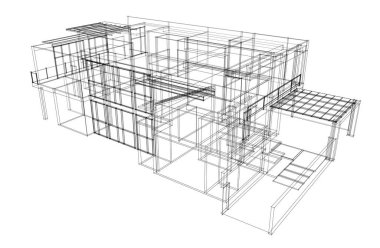 Ev kavramı kroki 3d çizim