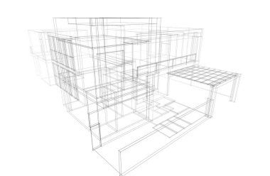 Ev kavramı kroki 3d çizim