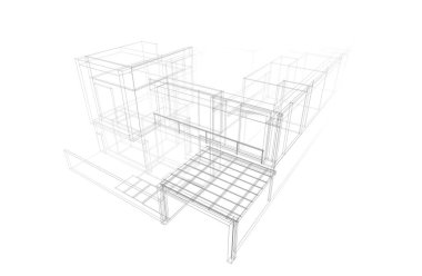 Ev kavramı kroki 3d çizim