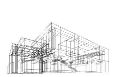 Ev kavramı kroki 3d çizim