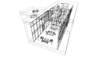 Ev kavramı kroki 3d çizim