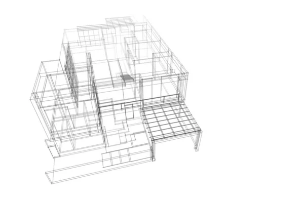 房子概念剪影3D — 图库照片